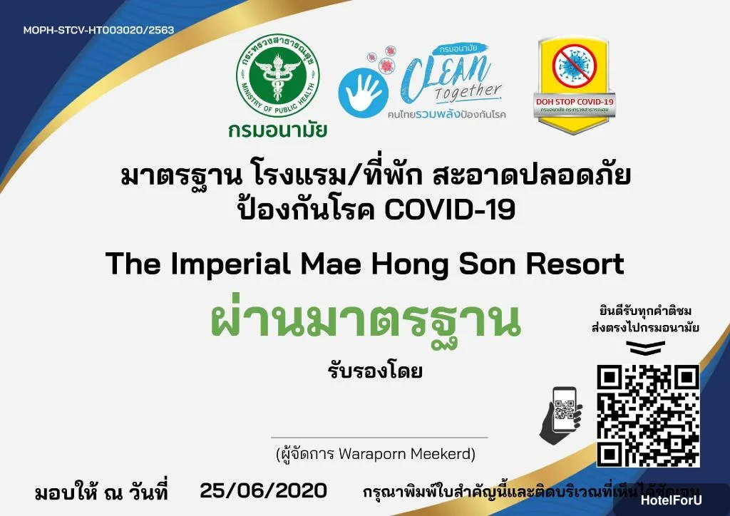Imperial Mae Hong Son Resort - Cleanliness measures